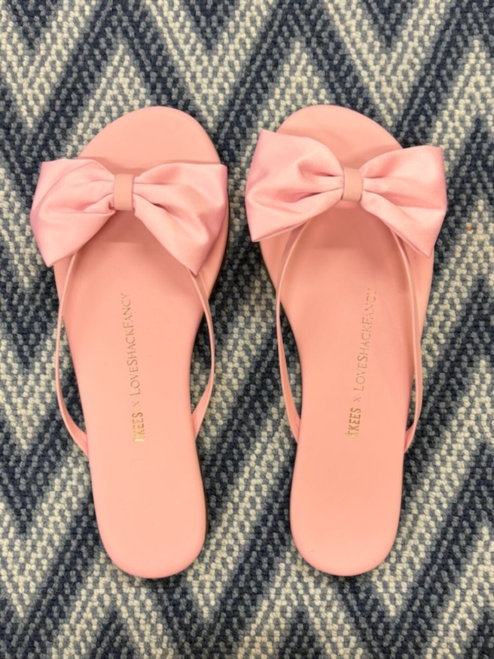 LoveShackFancy x TKEES Pink Bow Sandals Slides Size 8 🎀